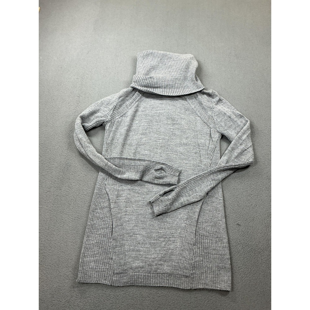 Lululemon Sweater Womens 2 Gray Merino‎ Wool Cowl Neck Tunic Knit Pockets